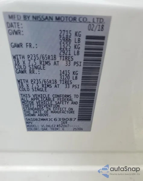 2018 Nissan Pathfinder S from USA, damaged, VIN 5N1DR2MM4JC639087